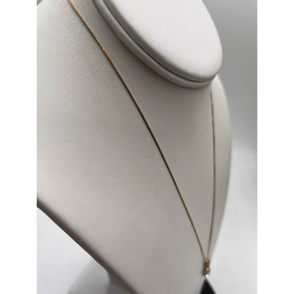 ADL Yellow gold 14K Box Chain Past present future, 3 stone CZ Pendant Necklace - Picture 13 of 13